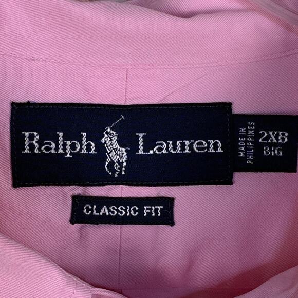 VTG Ralph Lauren Mens 2XB Pink Blue Pony Preppy Classic Resort Camp Golf Shirt - Picture 5 of 8